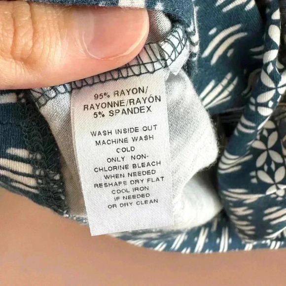 LOFT Blue and Yellow Floral Swing Shift Dress, Casual Knit Dress, Size Medium - Picture 7 of 16